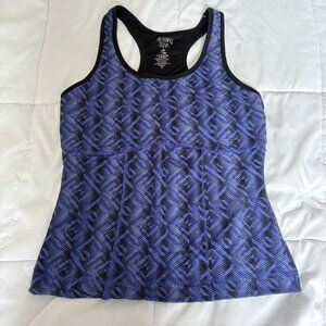 Energy Zone Slimming Tank Womens XL Athletic Top Black Purple Bra Yoga Tennis